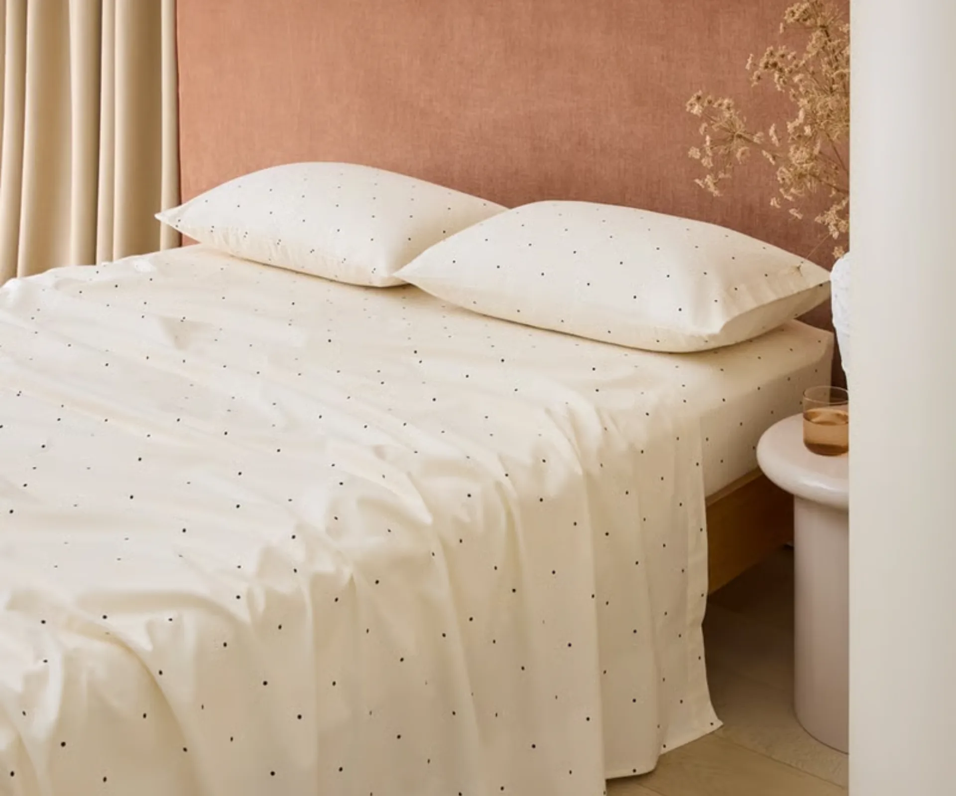 Mini Dot Coconut & Onyx Flannel Sheet Separates Best flannelette sheets australia 