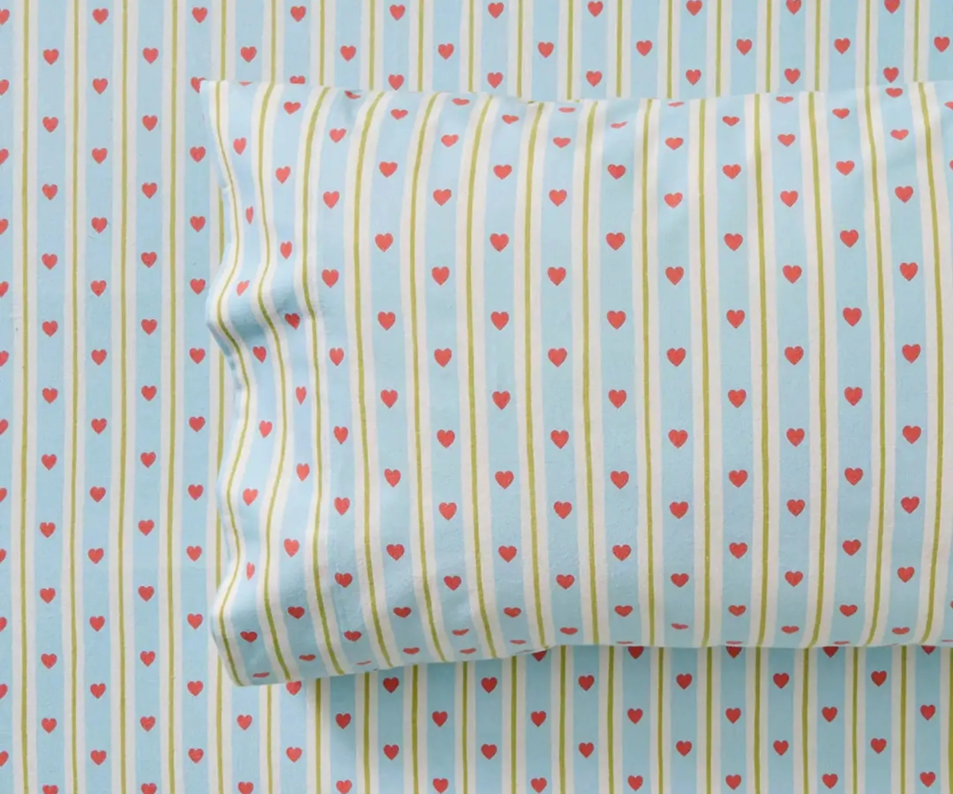 Morgan & Finch Betty Heart Stripe Flannelette Sheet Set Best flannelette sheets australia 