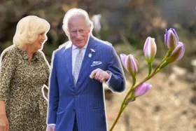 queen camilla and king charles visiting australian orchid at chelsea flower show
