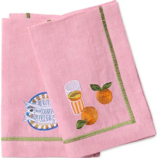 Supper Club embroidered linen napkin set, Kip & Co