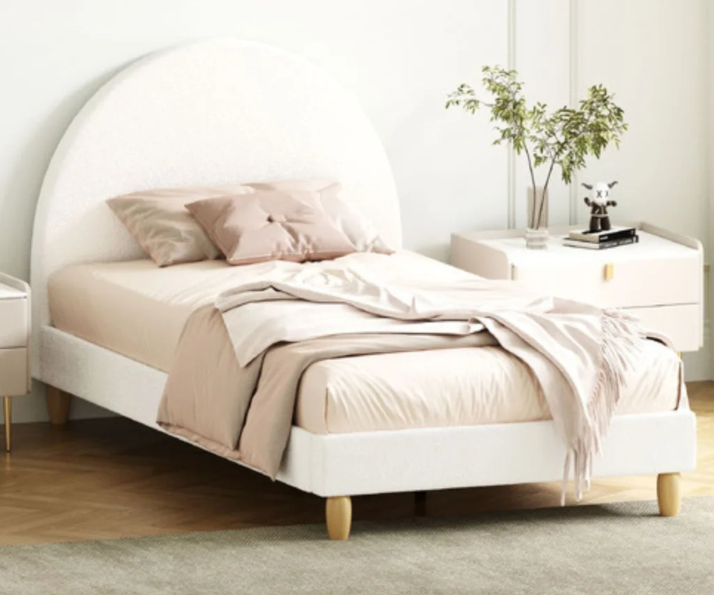 Living Fusion White Seraphine Boucle Bed
