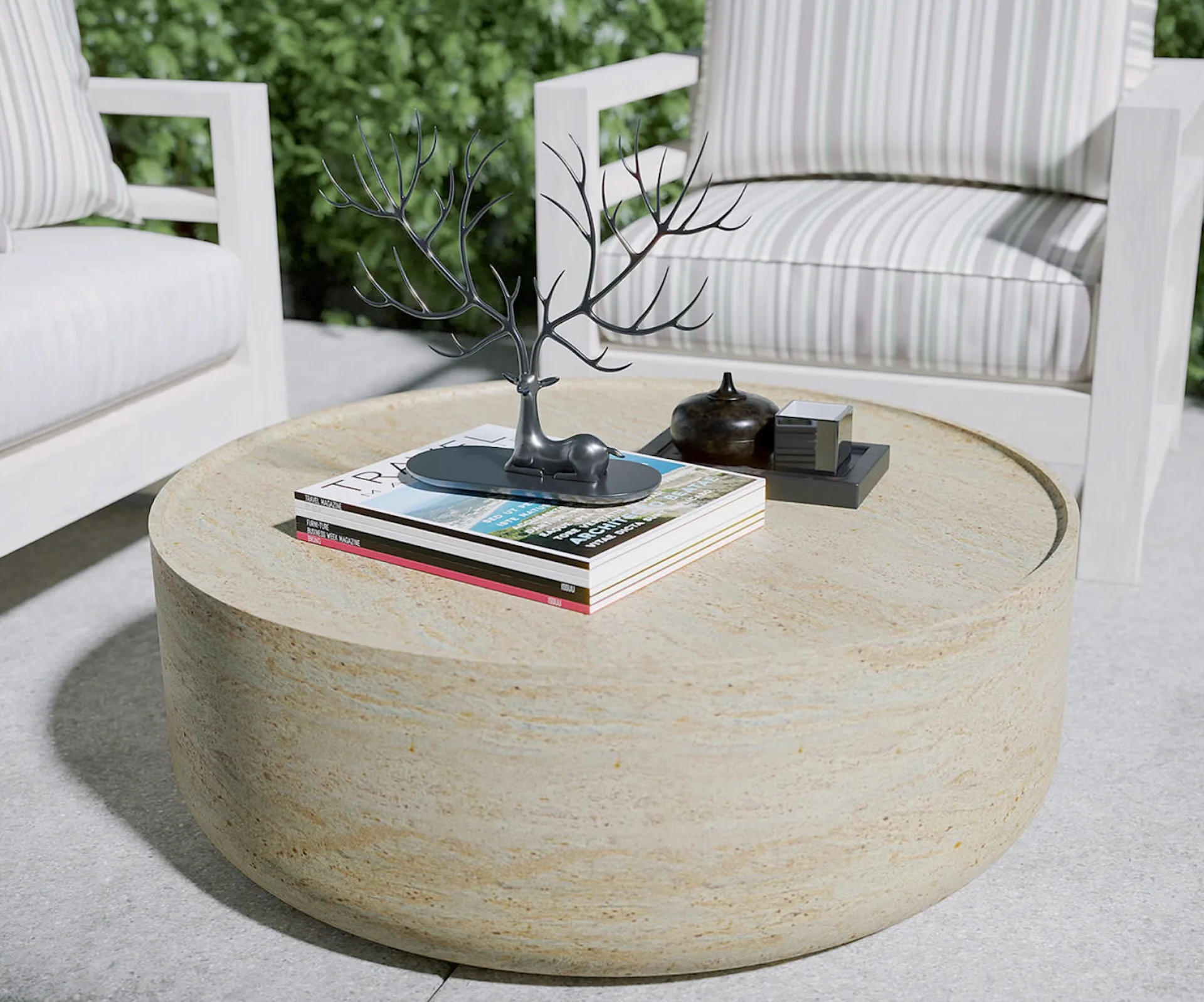 Myrtle 80cm Concrete Indoor/Outdoor Coffee Table - Beige from Luxo Living.