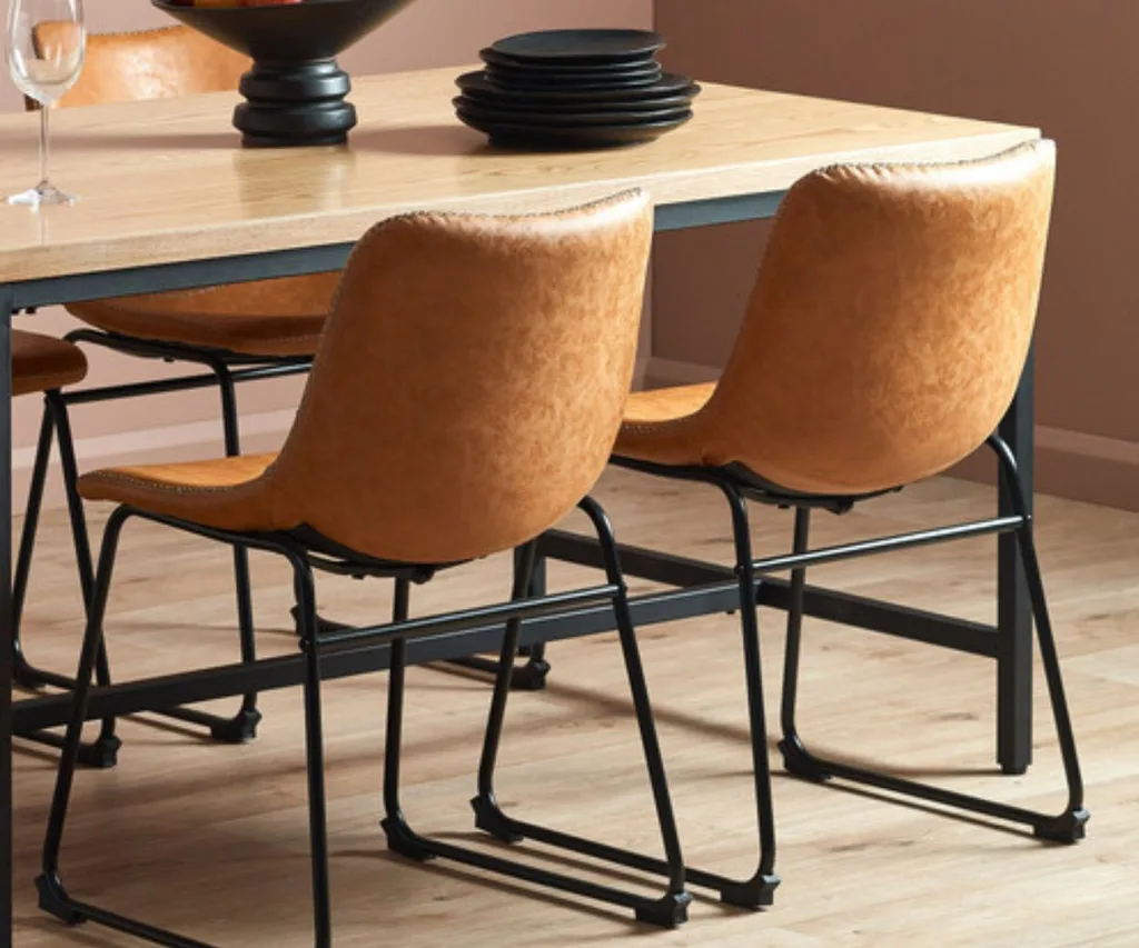 Phoenix Vintage-Style Faux Leather Dining Chairs (Set of 2)