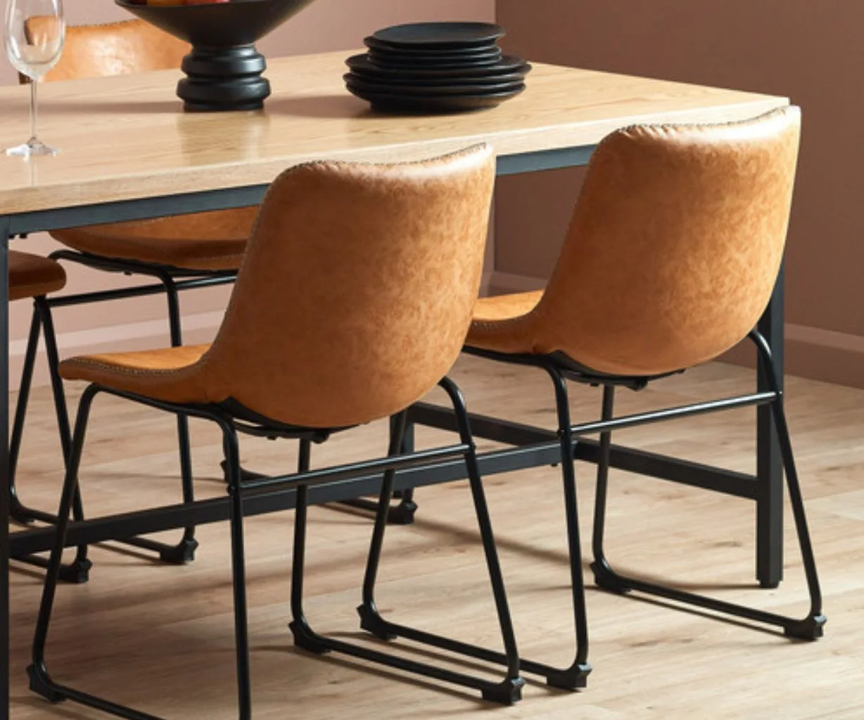 Phoenix Vintage-Style Faux Leather Dining Chairs (Set of 2)