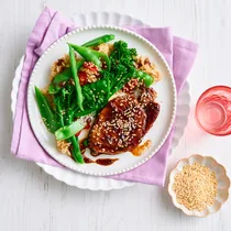 Delicious dinner for one: Sticky pork with brown rice