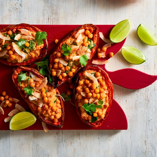 Sweet potato skins recipe in air fryer with chickpea curry - Better Homes & Gardens Australia