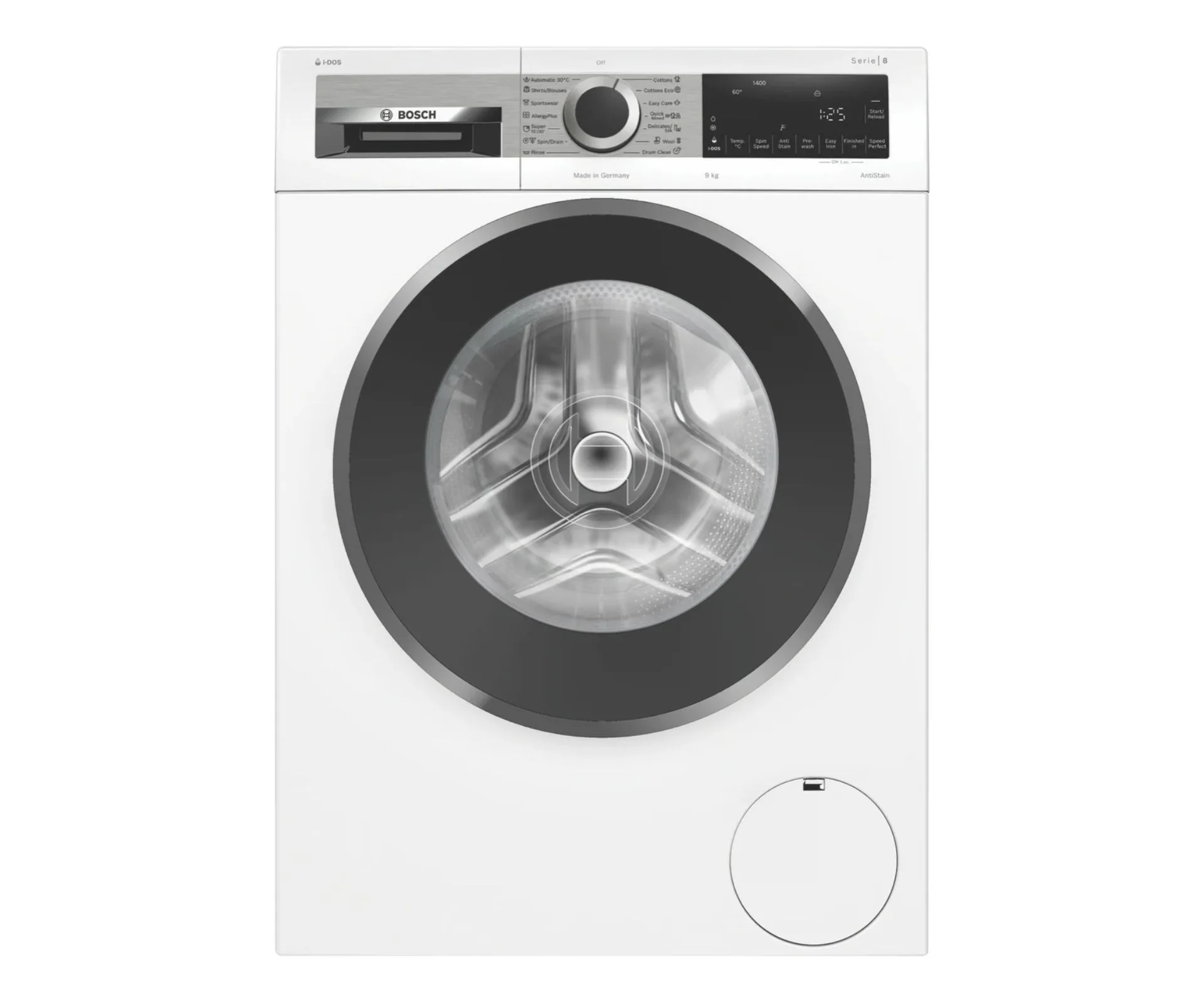 Bosch 9kg front load washer in white WGG244A0AU