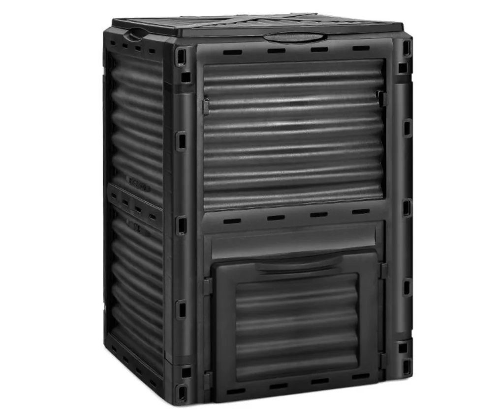 big black rectangular compost made up of different panels