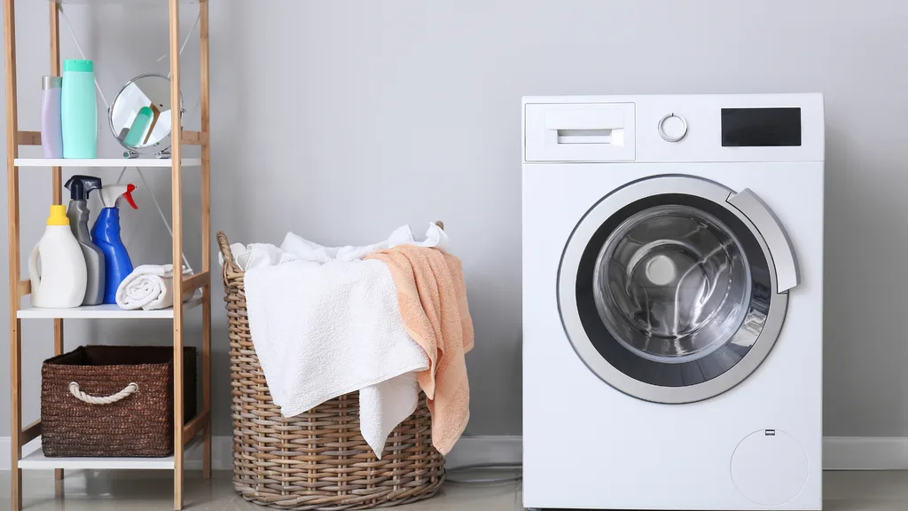 An electric blanket being washed in a washing machine