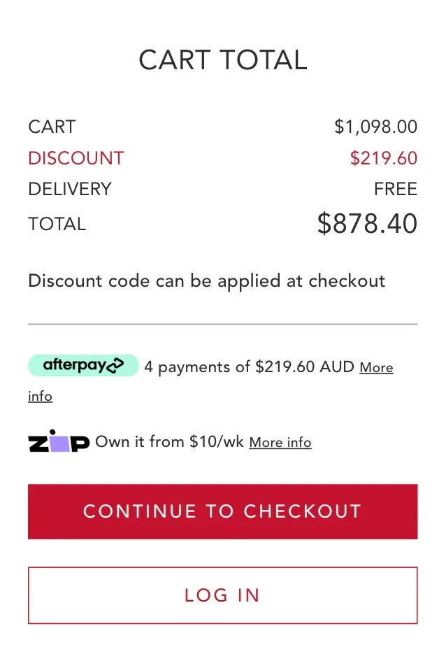 KitchenAid cart screenshot showing note that KitchenAid discount codes can be applied at checkout