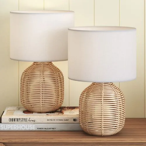Lyla Rattan Table Lamps (Set of 2) - Temple & Webster sale