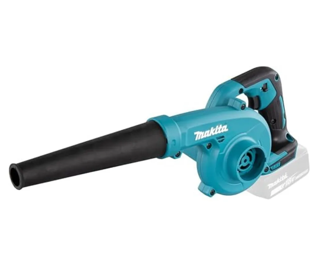 makita blower in teal blue with circular design