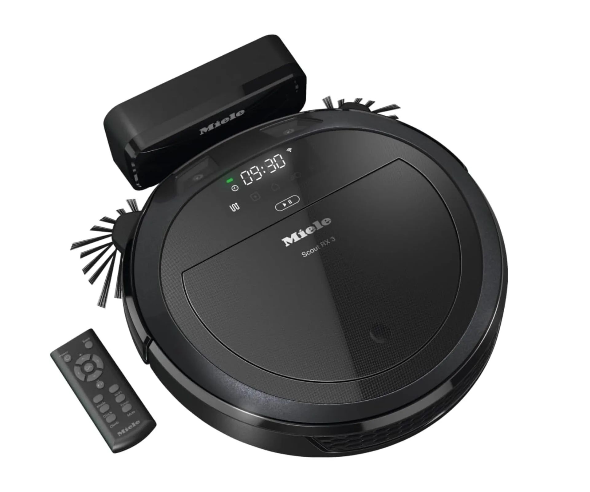 Miele Scout RX3 Robot Vacuum Cleaner in obsidian black.
