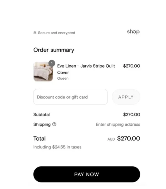 Sheet Society mobile checkout with Sheet Society discount code field