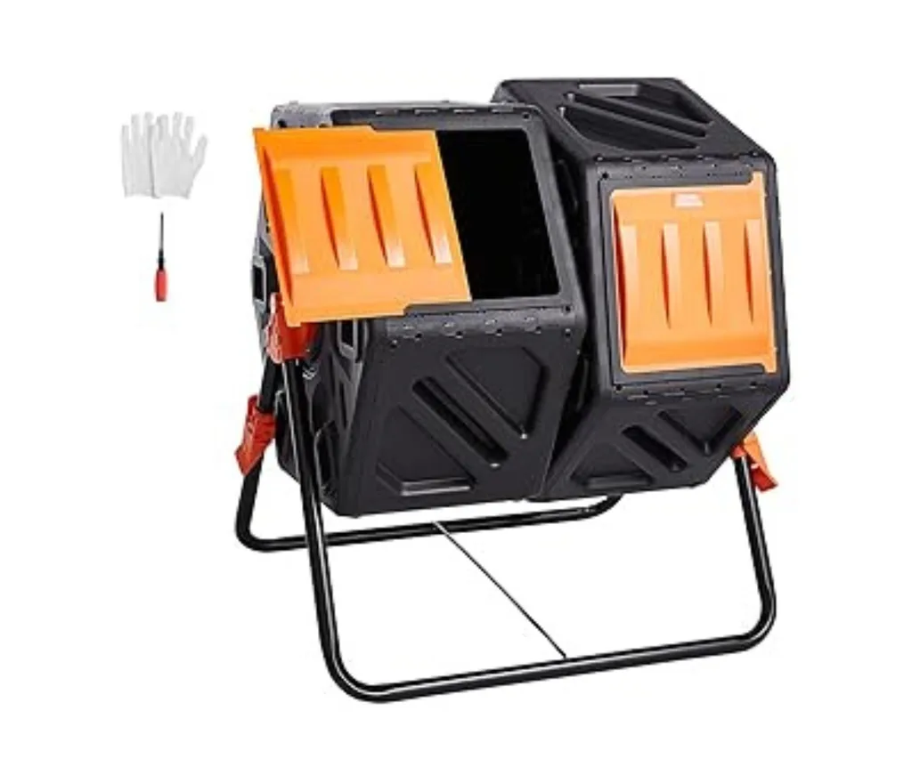 orange and black dual bin from vevor with one door open