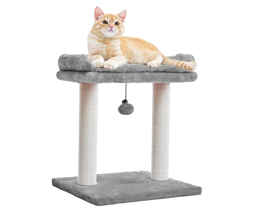 cat tree top perch stand with cat on top lying down as pet product on amazon