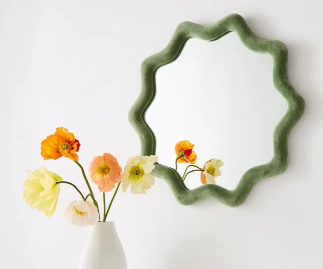 Green velvet Frankie mirror from Kmart