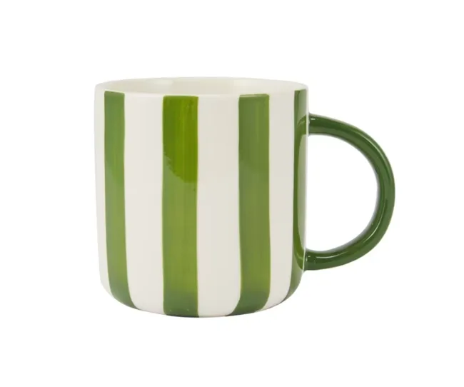 green striped mug