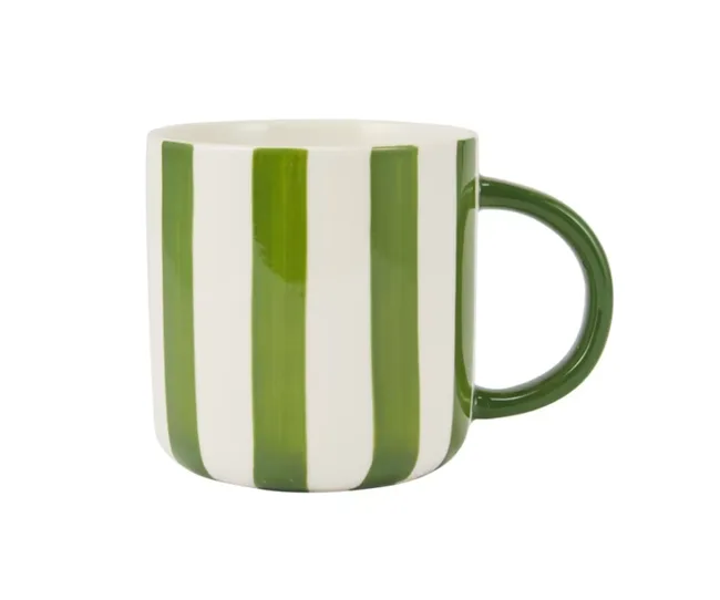 green striped mug