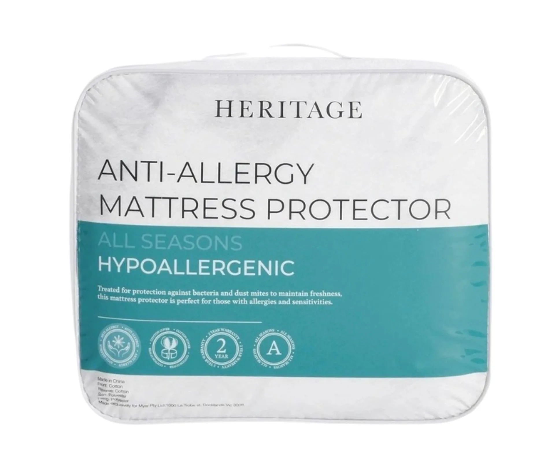 Heritage Allergy Sensitive Mattress Protector in White