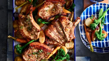 Busy weeknight? Try our easy pork cutlet traybake