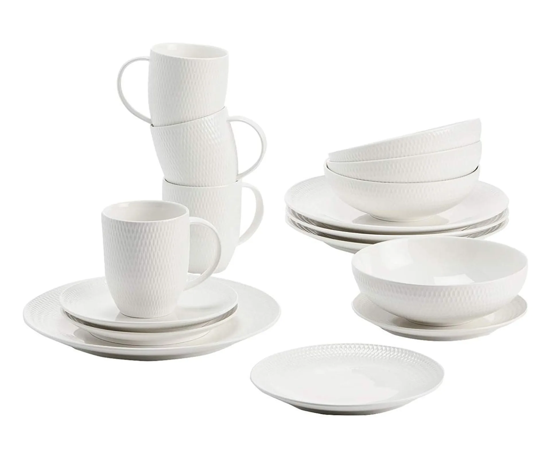 Maxwell & Williams white basics diamonds dinner set 16pc is available on Amazon.