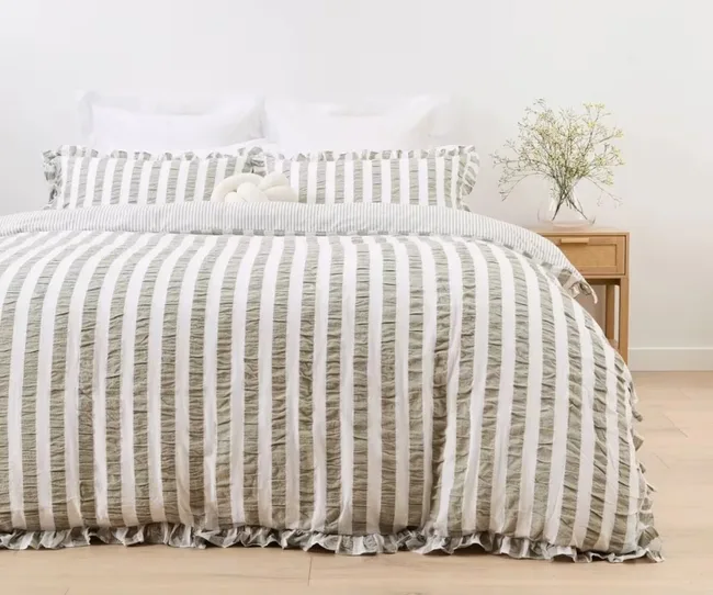 Ruffle stripe cotton reversible quilt cover from Kmart