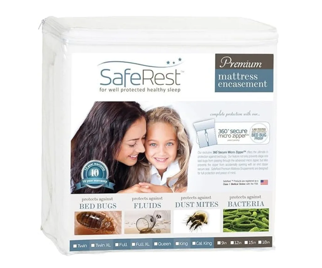SafeRest Premium Zippered Mattress Encasement - Lab Tested Bed Bug Proof Dust Mite and Waterproof - Breathable Noiseless and Vinyl Free (Fits 6-9 in. H) - Twin Size