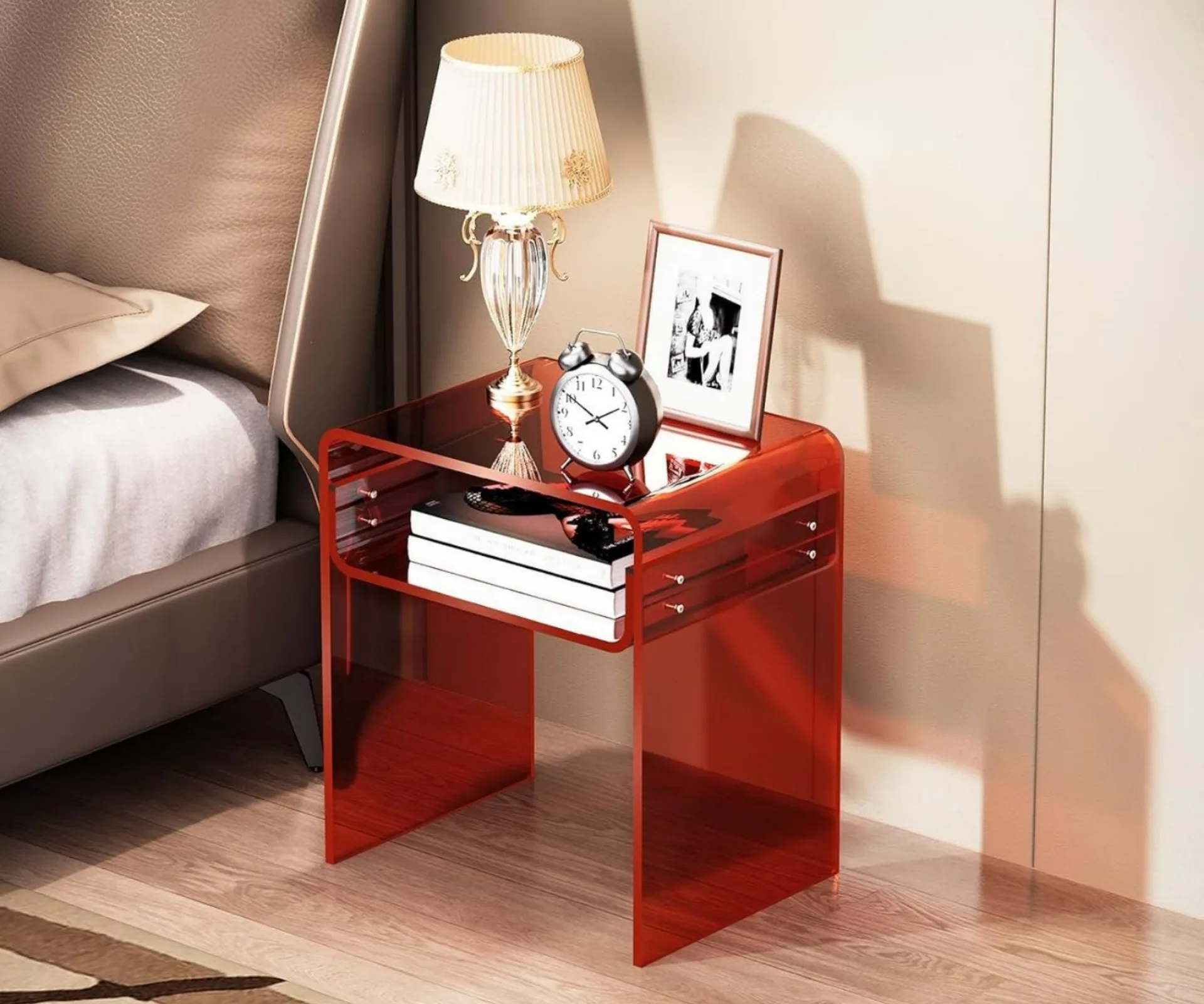 Acrylic red side table from Amazon store Solaround