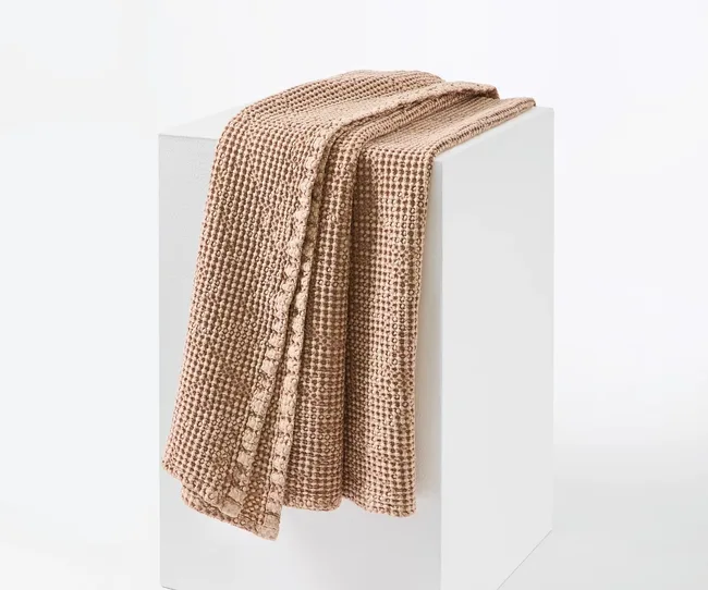 Australian cotton waffle throw in tan from Kmart