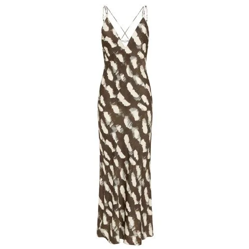 aje Agate Crossback Dress in deep plume colour