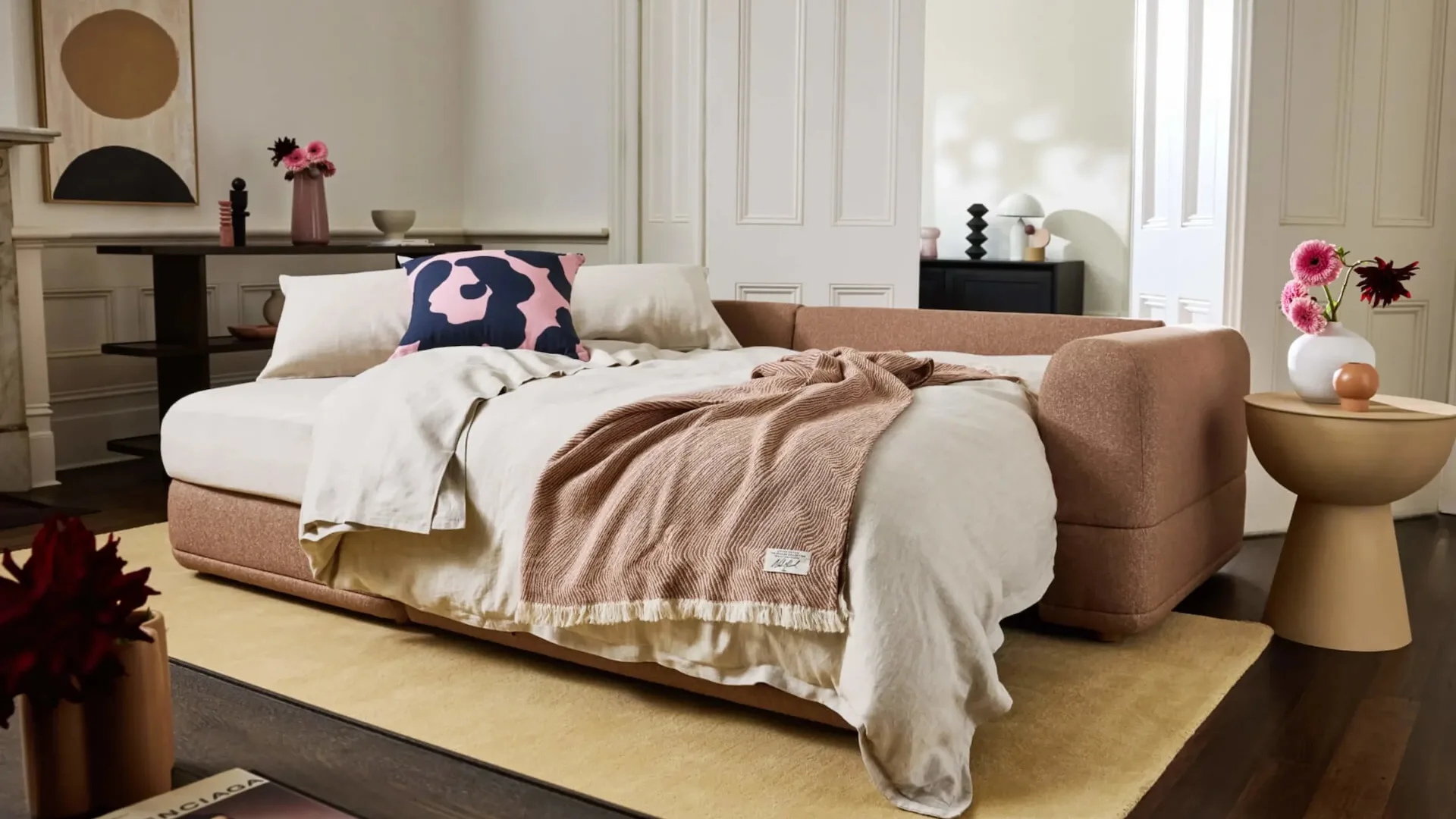 The Koala Wanda Sofa Bed set up as a cosy, inviting bed/