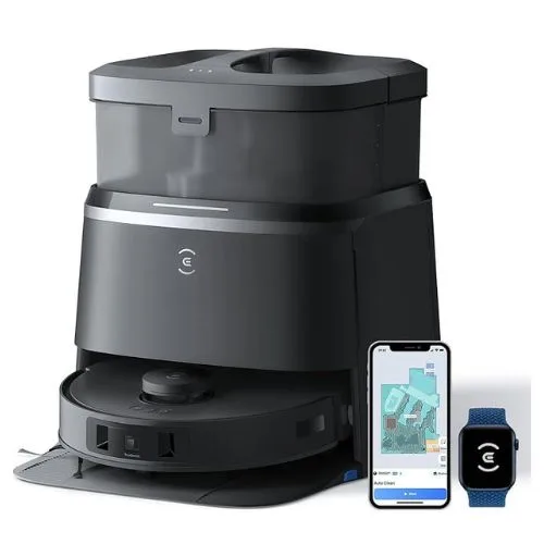 ECOVACS Deebot T30 Omni Robot Vacuum Cleaner with Wiping Function, Mini Station Vacuum Cleaner Robot, 11,000 PA Suction Power, Adaptive Edge Cleaning with TruEdge™ Mopping Technology, ZeroTangle