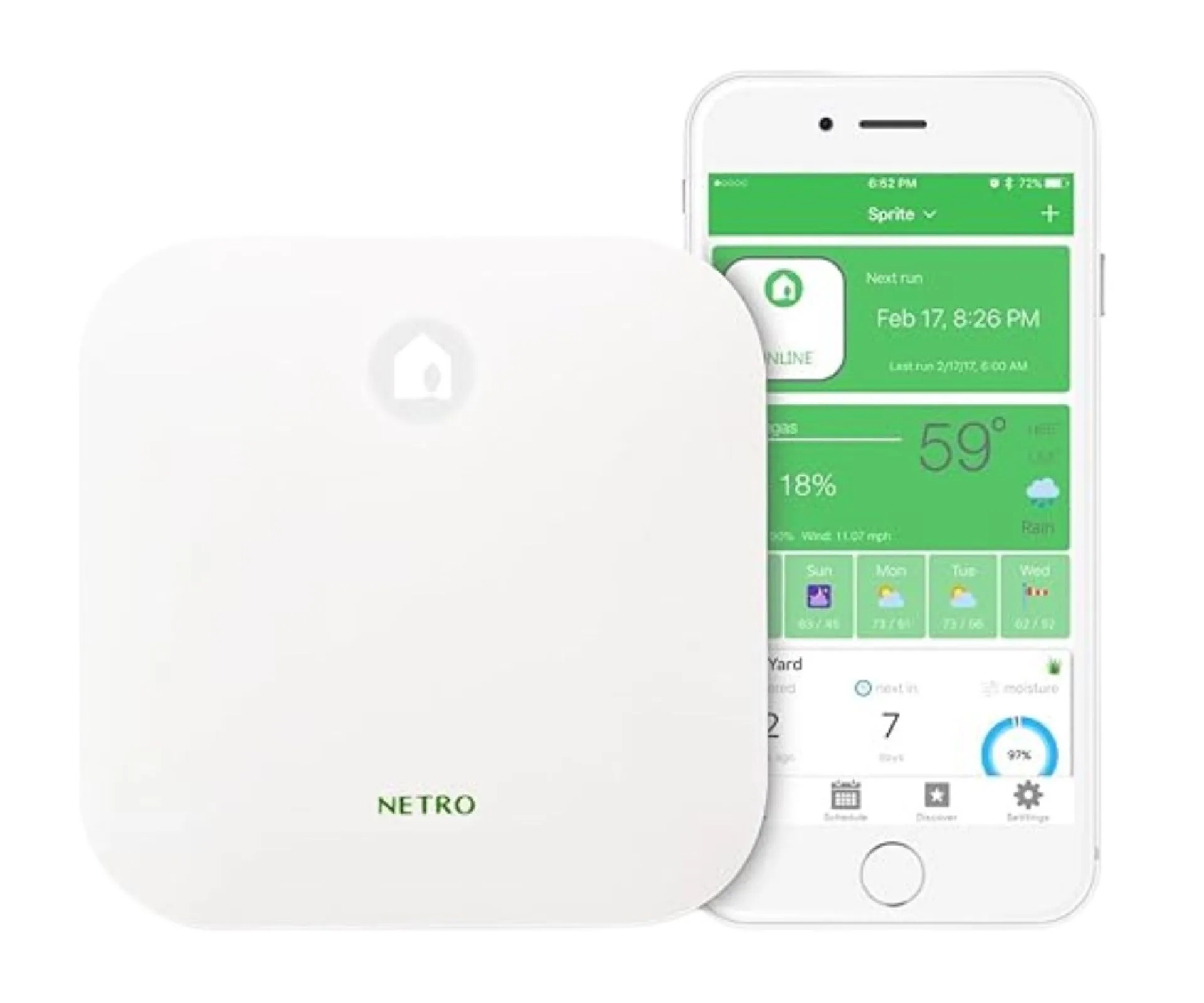 Netro Smart Sprinkler Controller, WiFi, Weather aware, Remote access, 6 Zone, Compatible with Alexa