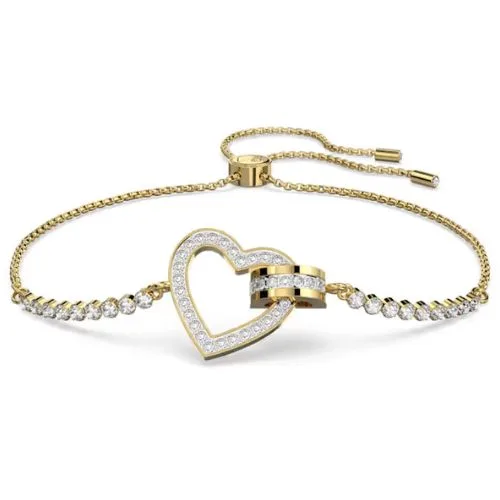 Swarovski Lovely Bracelet -Heart, White, Gold-tone plated