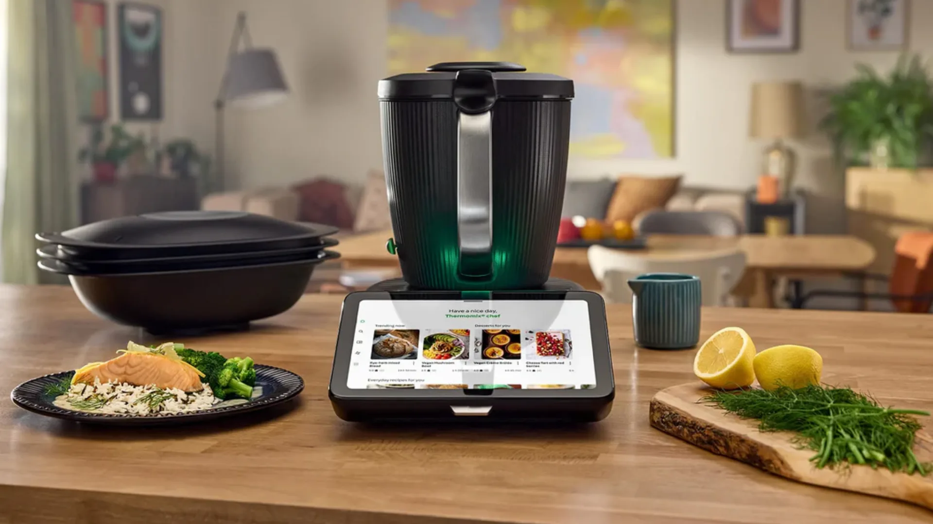 black thermomix sitting on a bench