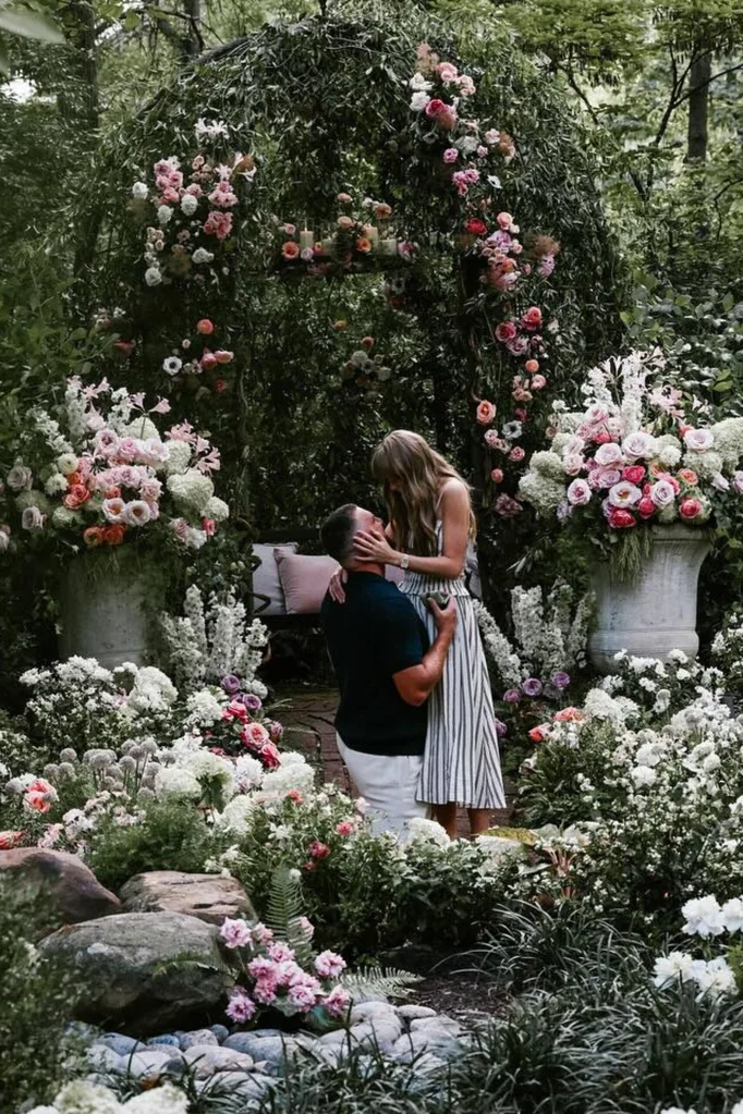 Travis Kelce proposes to Taylor Swift in a garden of flowers