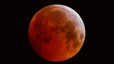 close up of lunar eclipse blood moon.