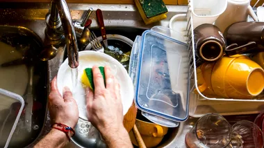 sink full of dirty dishes