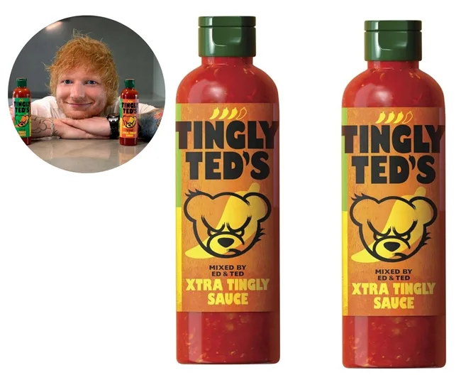 ed sheeran in corner with tingly teds hot saucce