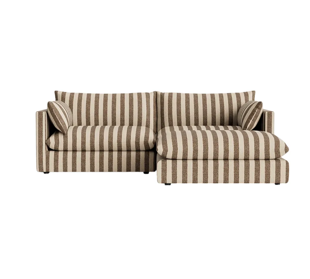 sidney slipcover 4 seater-chaise sofa in Marnie Coconut Stripe