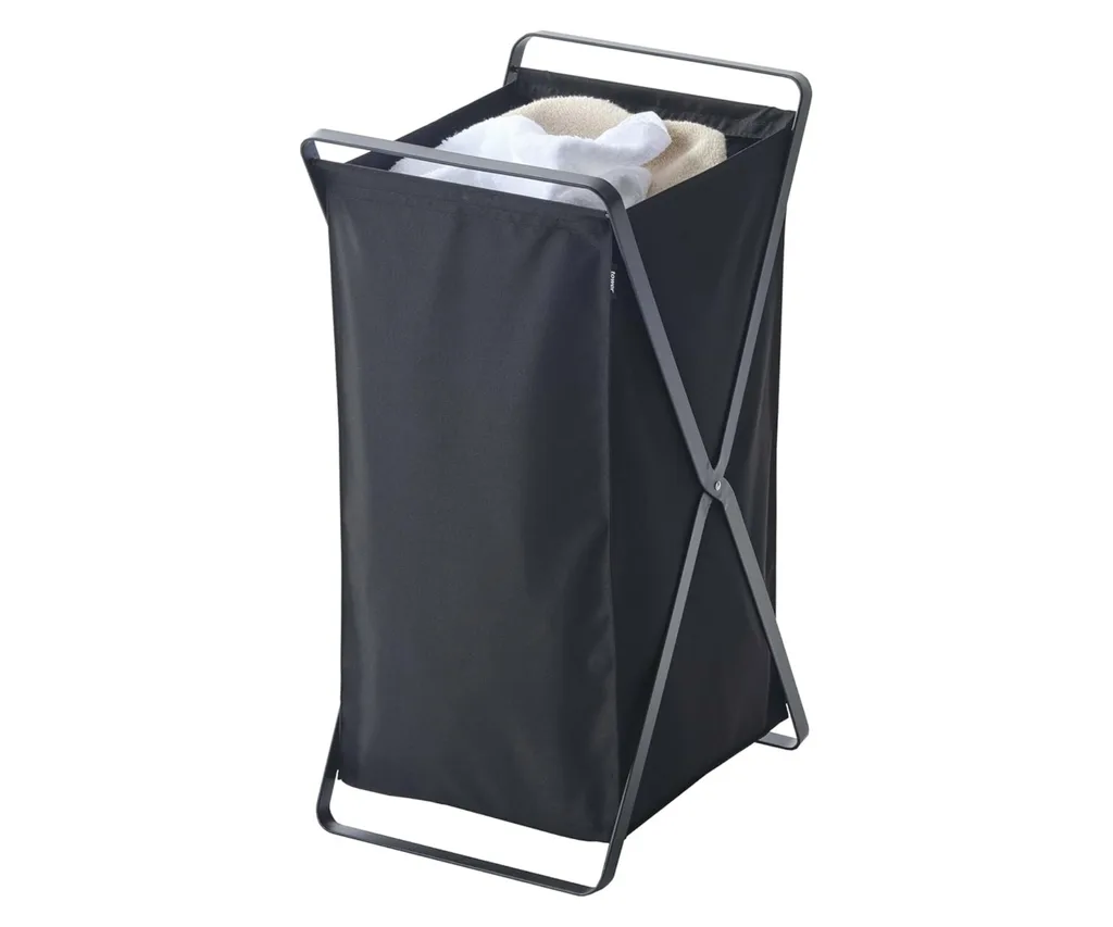charcoal grey foldable laundry hamper with two handles