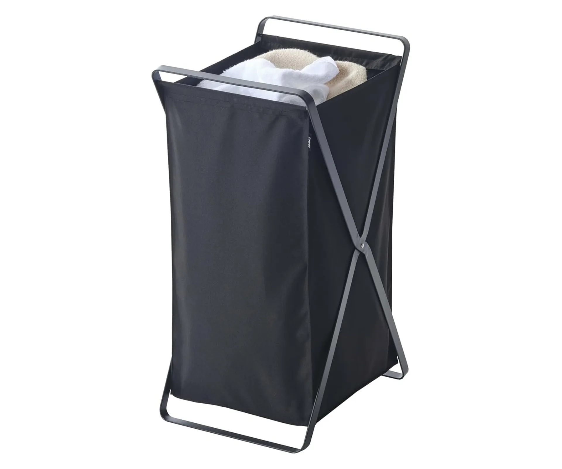 charcoal grey foldable laundry hamper with two handles 