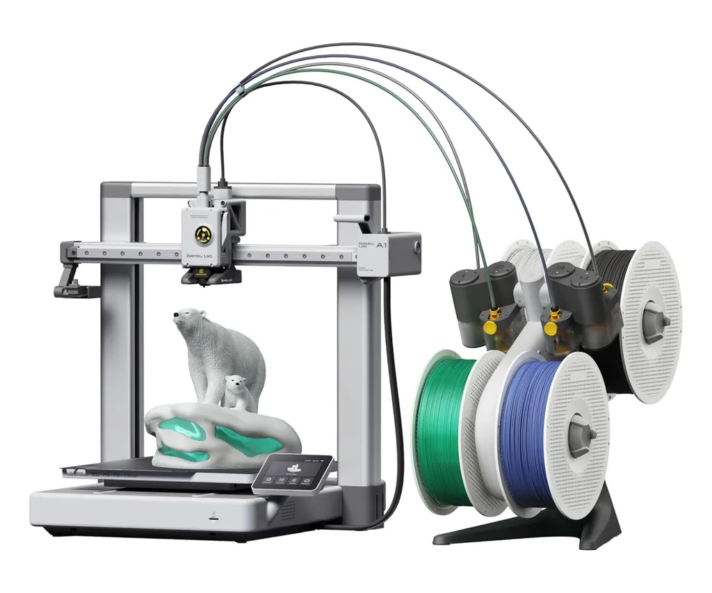 Bambu Lab A1 3D printer combo with A1 3D Printer and AMS lite for vibrant and multi-coloured printing.