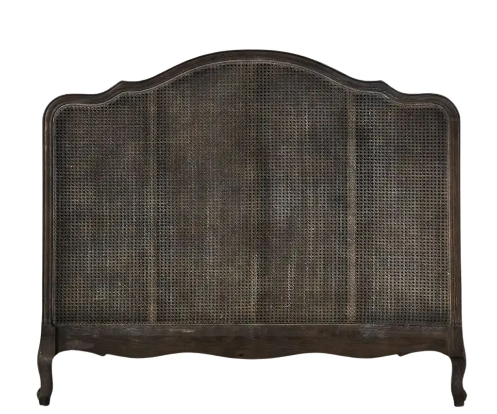 rattan charcoal bedhead with fluted and rounded edges