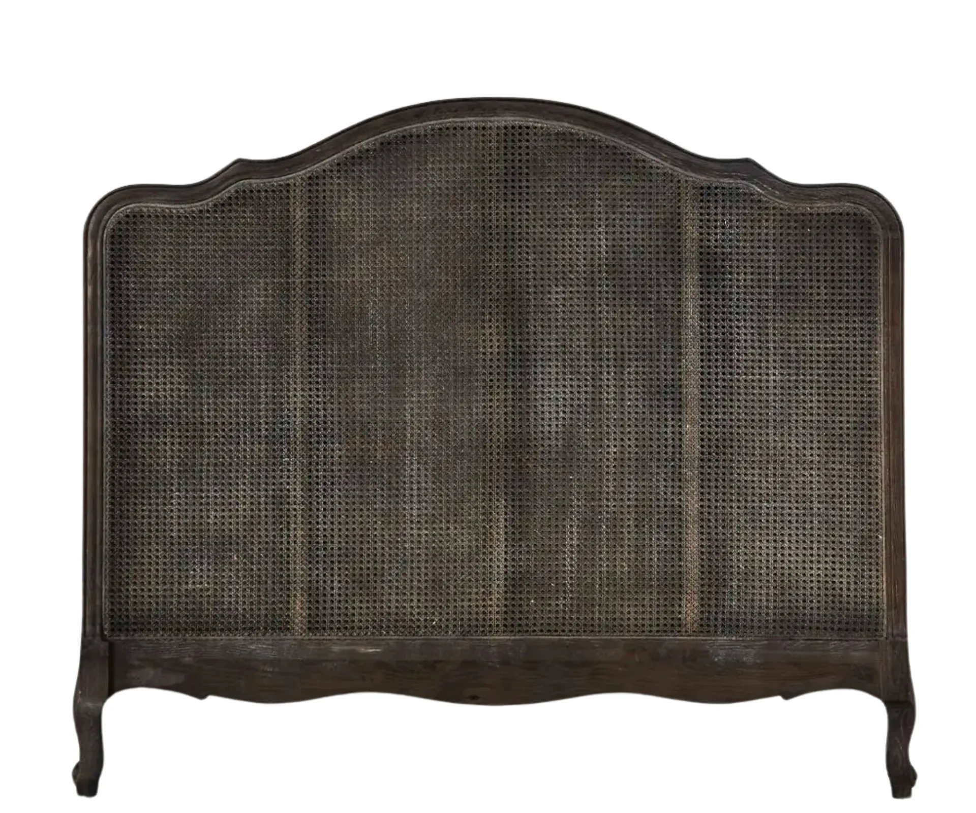 rattan charcoal bedhead with fluted and rounded edges