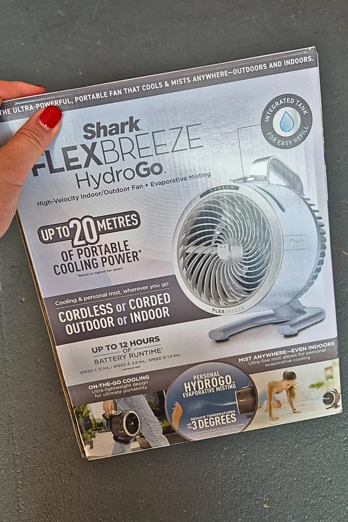 Shark FlexBreeze HydroGo misting fan in box