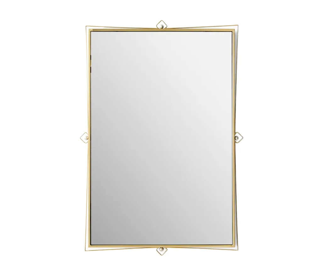 west elm rectangular mirro with bevelled edges and small diamond decorative pieces