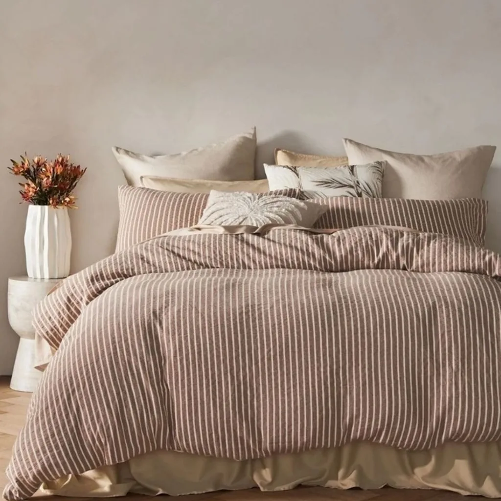 Australian House & Garden Hinterland Cotton Linen Quilt Cover Set in Chocolate