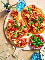 Make summer entertaining easy with peach and bocconcini flatbreads